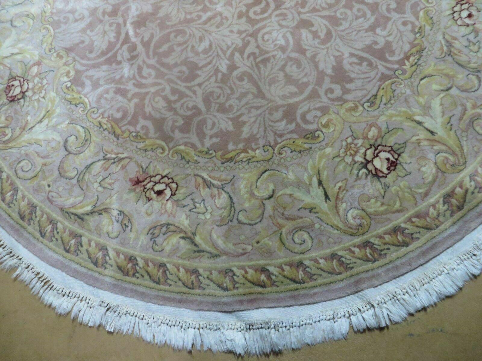 6' X 6' Round Handmade Fine Chinese Floral Oriental Silk Wool Rug Carpet Nice - Nuvé