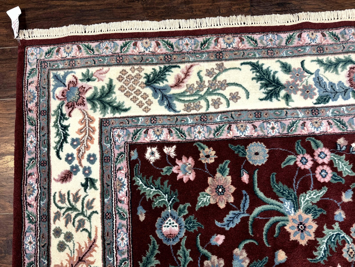 Indo Persian Rug 8x10, Red and Ivory, Floral Allover, Handmade Wool Area Rug - Nuvé