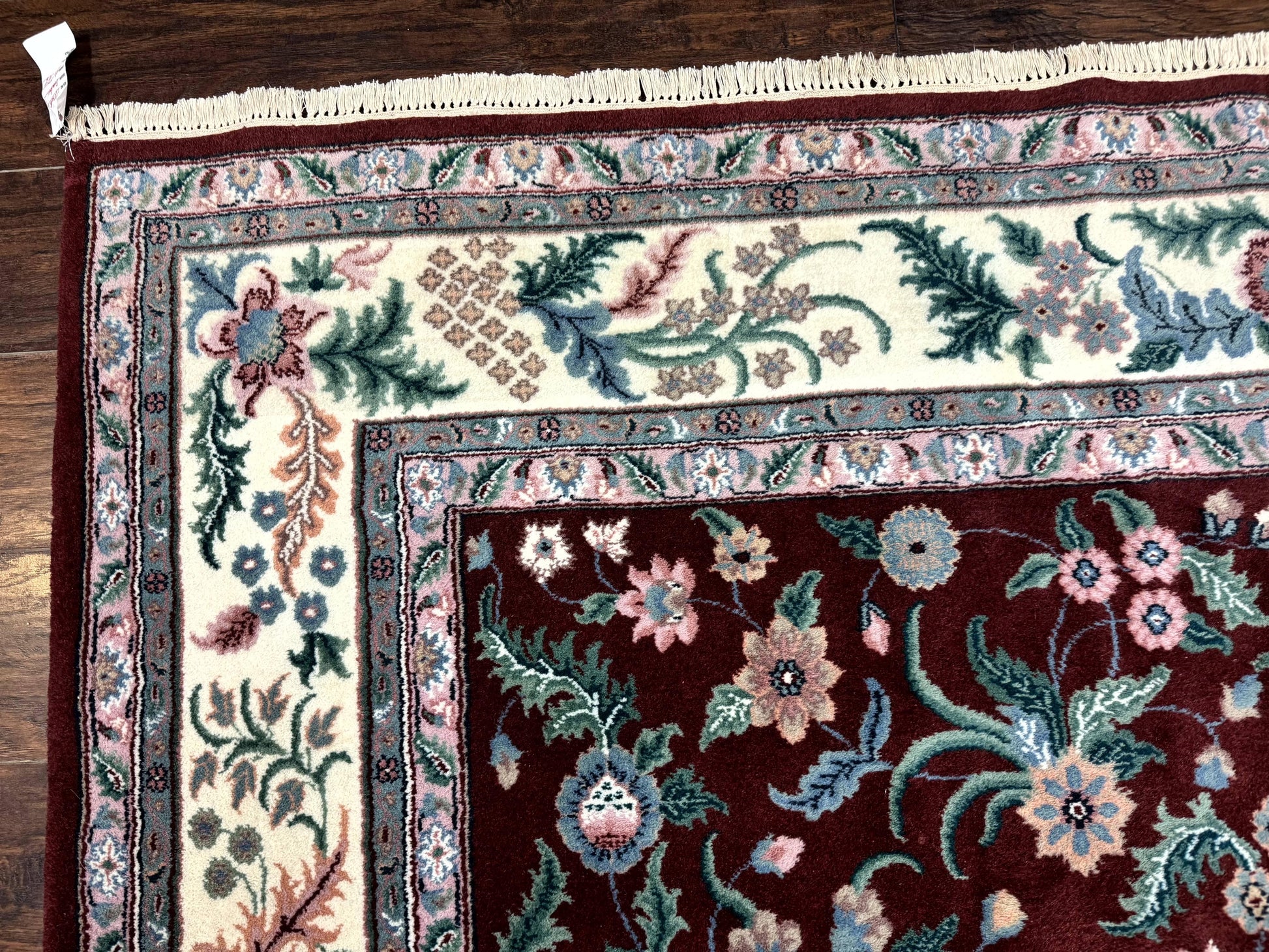 Indo Persian Rug 8x10, Red and Ivory, Floral Allover, Handmade Wool Area Rug - Nuvé