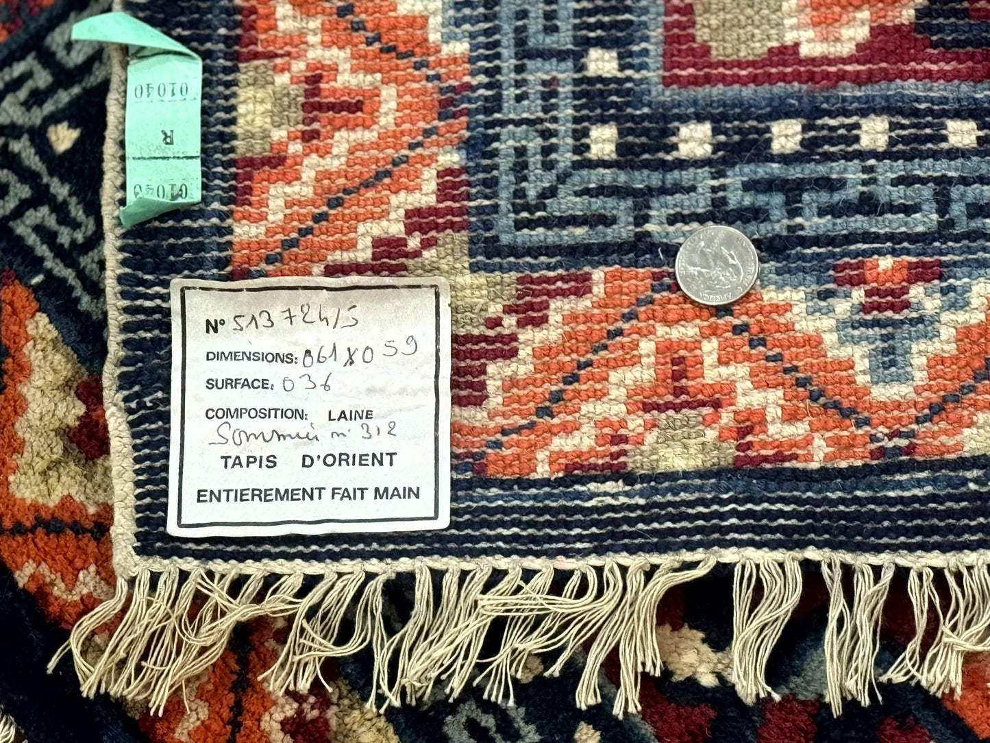 Small Antique Chinese Square Rug 2x3, Tibetan Rug, Red Orange Blue, 1920s Rug - Nuvé
