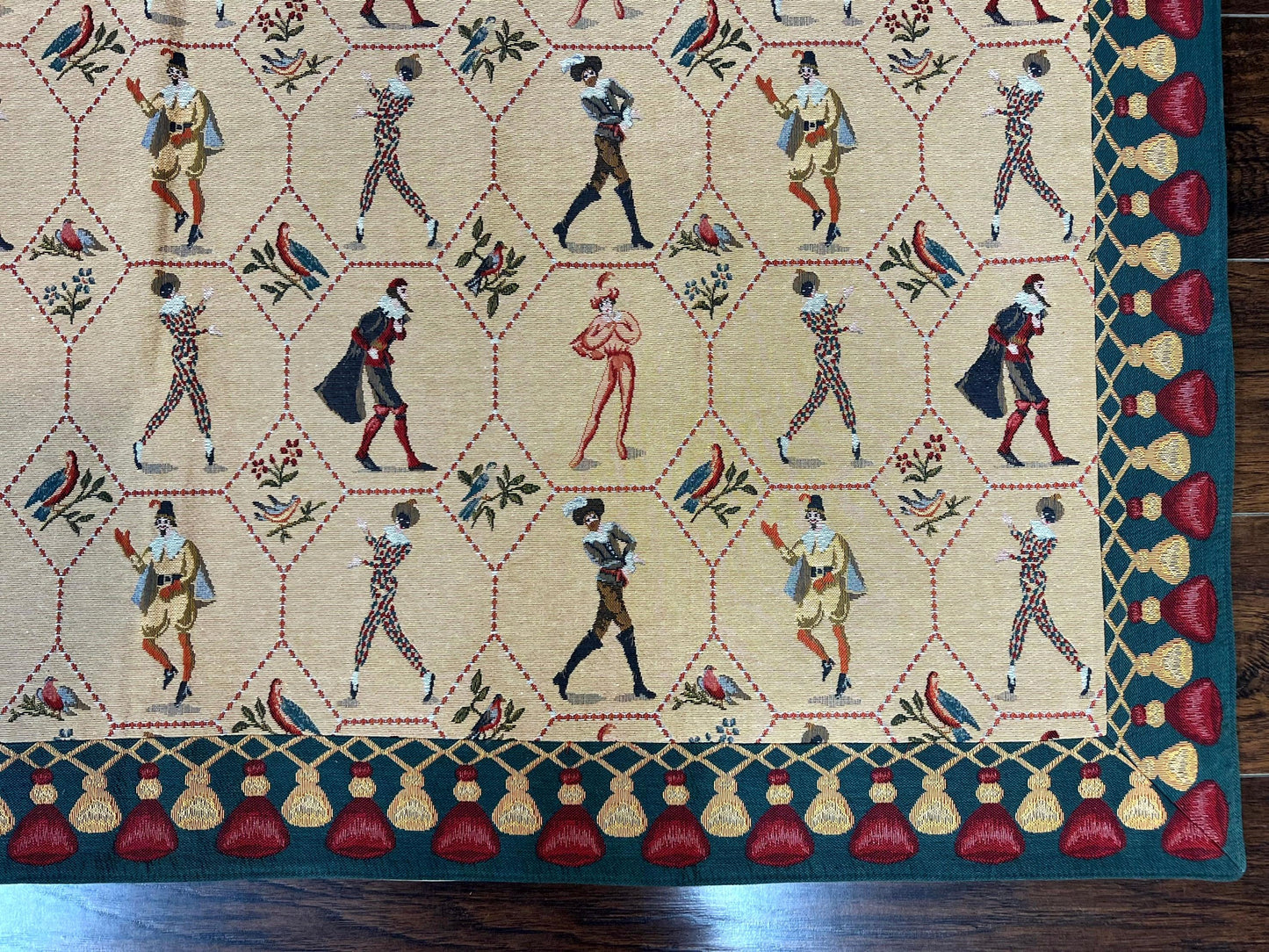 Square Tapestry 5x5, Wall Hanging, Human Pictorials, Court Jesters, Vintage - Nuvé