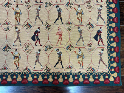 Square Tapestry 5x5, Wall Hanging, Human Pictorials, Court Jesters, Vintage - Nuvé