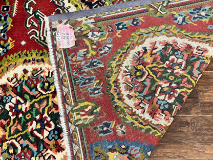 Persian Bakhtiari Rug 5x8, Wool Hand Knotted Antique Carpet, Red, Floral Oriental Rug, 5 x 8 Medium Sized Rug - Nuvé