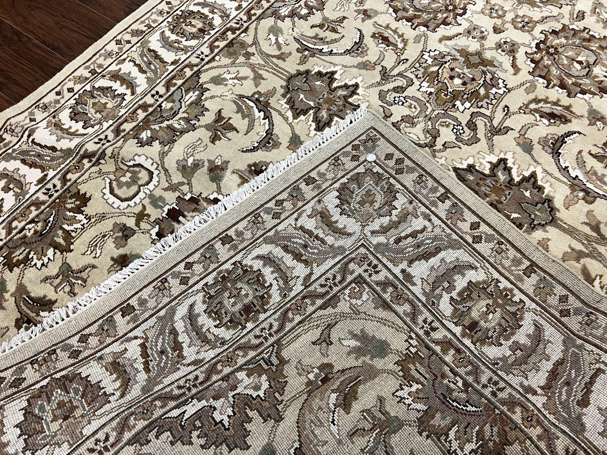 Indo Mahal Rug 6x9, Indian Carpet 6 x 9 ft, Light Green and Ivory, Floral Allover, Wool Oriental Carpet, Traditional Rug, Handmade - Nuvé