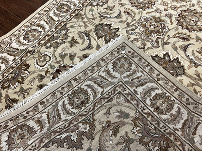 Indo Mahal Rug 6x9, Indian Carpet 6 x 9 ft, Light Green and Ivory, Floral Allover, Wool Oriental Carpet, Traditional Rug, Handmade - Nuvé