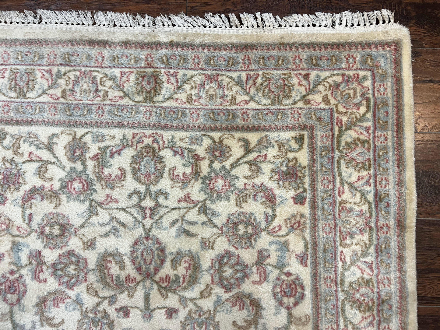 Indo Persian Rug 4x6, Vintage Handmade Wool Carpet, Floral Allover Pattern, Beige, Pair A - Nuvé
