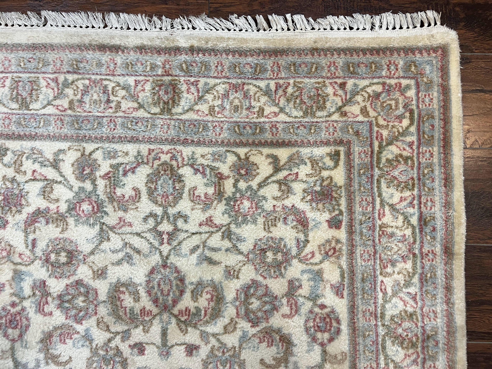 Indo Persian Rug 4x6, Vintage Handmade Wool Carpet, Floral Allover Pattern, Beige, Pair A - Nuvé