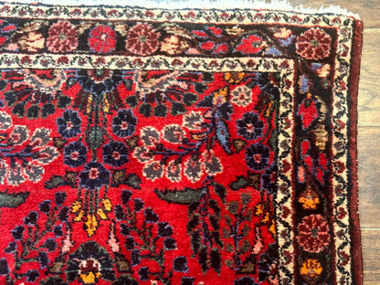 Persian Rug 3x5, Red Tribal Rug, Semi Antique, Wool Rug 3 x 5, Persian Hamadan Rug