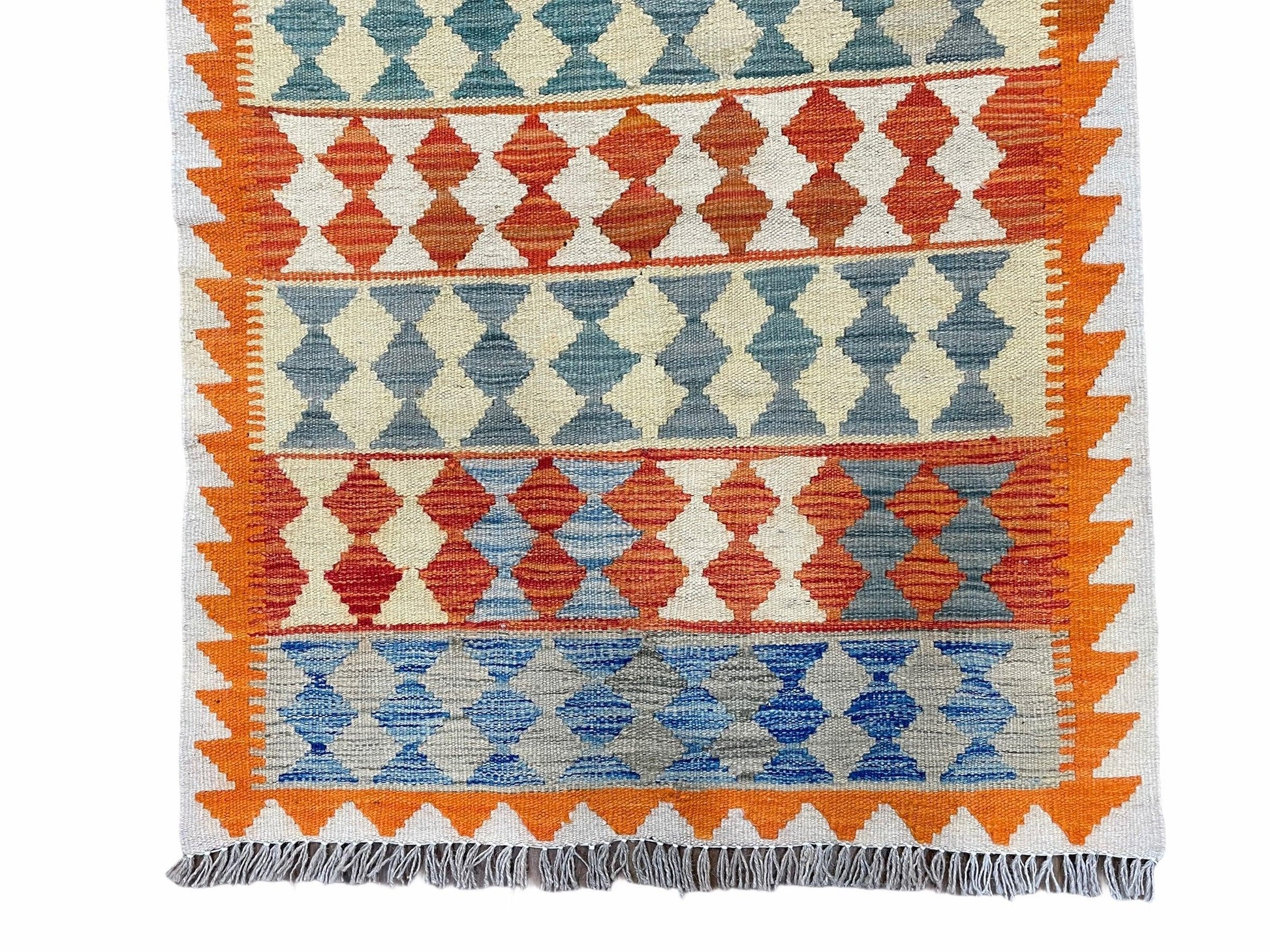 Small Chobi Kilim Rug 3x4 Colorful Diamond Kilim Small Turkish Multicolor Kilim with Diamond Pattern Wool Flatweave Nice - Nuvé
