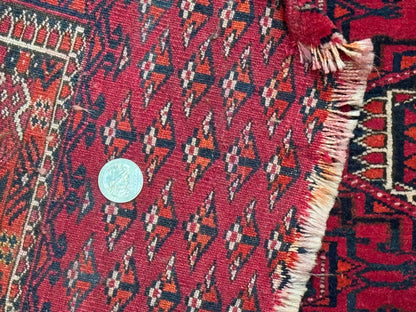 Antique Turkoman Salor Rug, Turkoman Textile, Fine 400 KPSI, Red, Persian Tribal Rug - Nuvé
