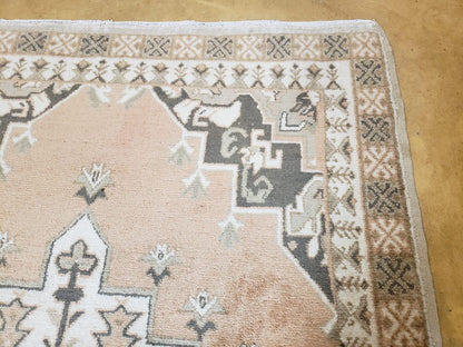 Antique Moroccan Rug 5x7 Tribal Carpet, Hand-Knotted Soft Wool Pile, 5 x 7 Area Rug, Berber Rug, Geometric Open Field Medallion, Pink Ivory - Nuvé