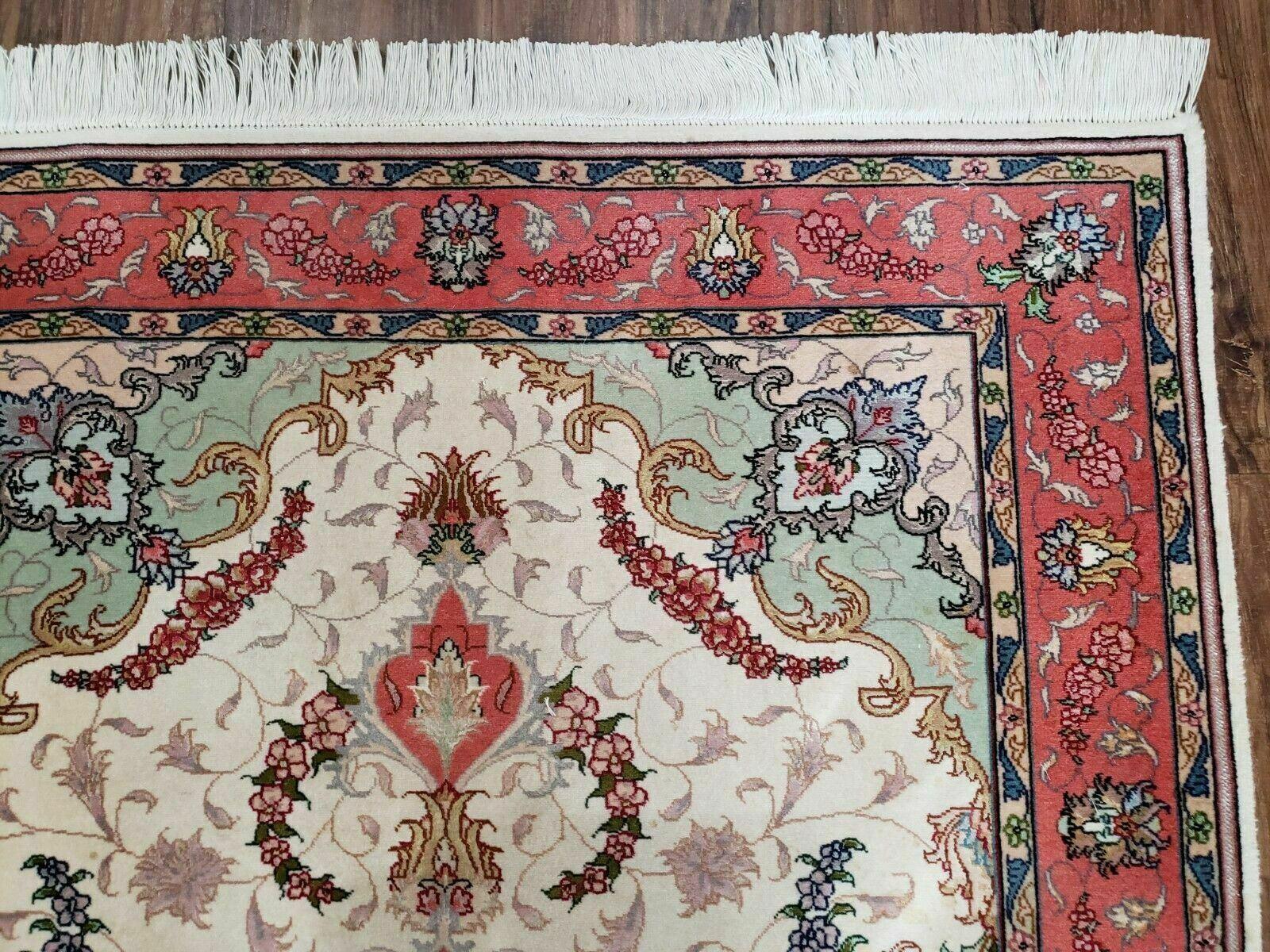 3' 4" X 5' Vintage Handmade Ultra Fine Floral Oriental Turkish Rug Carpet Wow - Nuvé