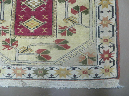3' X 5' Vintage Handmade Turkish Turkey Oushak MILAS Wool Accent Rug Carpet Nice - Nuvé
