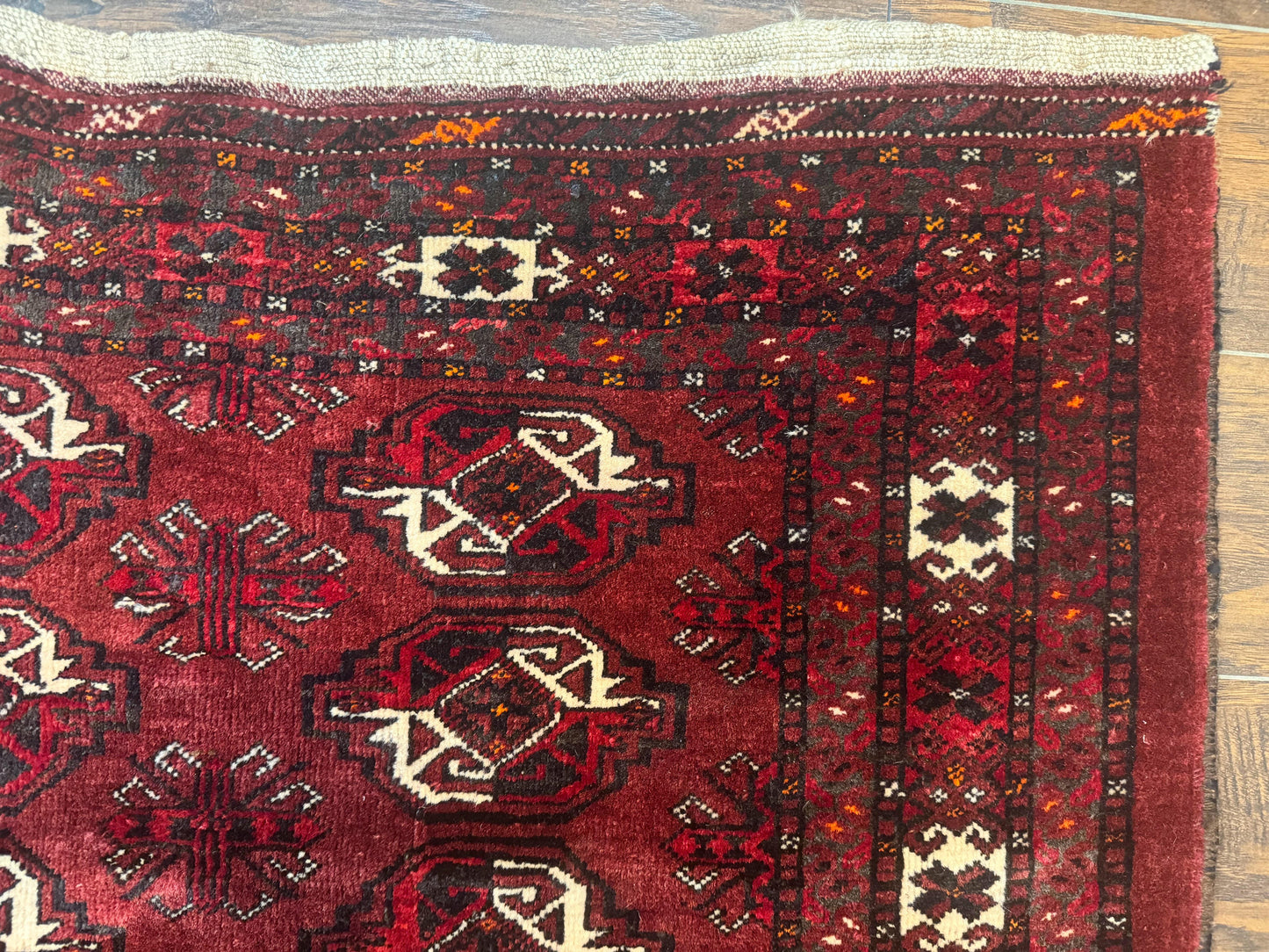Antique Afghan Turkoman Mafrash Rug 3x5, Red, Hand Knotted, Wool, Tribal Collectible - Nuvé