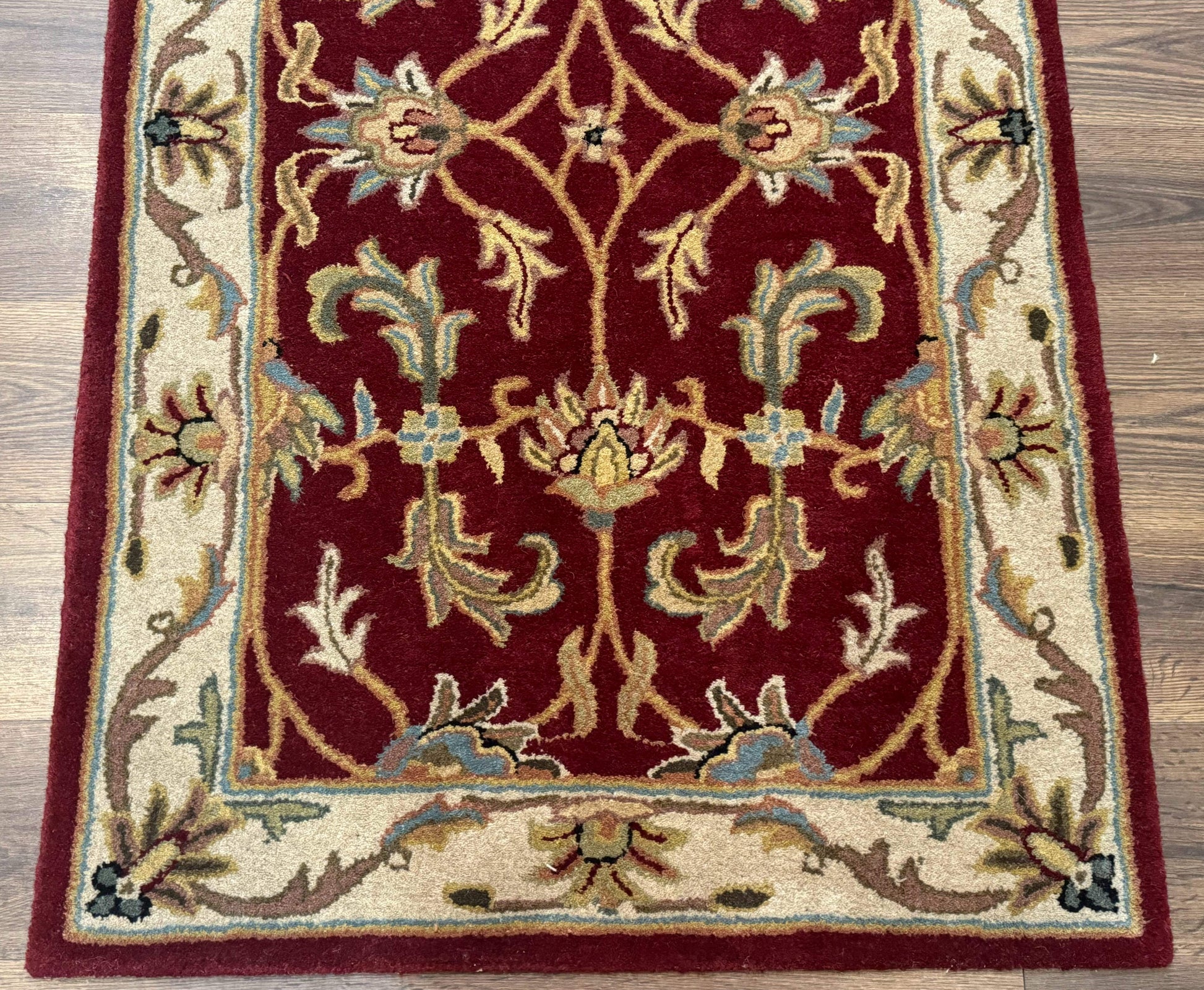 Small Floral Wool Rug 3x5, Safavieh Heritage Collection, Dark Red, Pair B - Nuvé