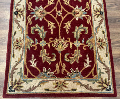 Small Floral Wool Rug 3x5, Safavieh Heritage Collection, Dark Red, Pair B - Nuvé
