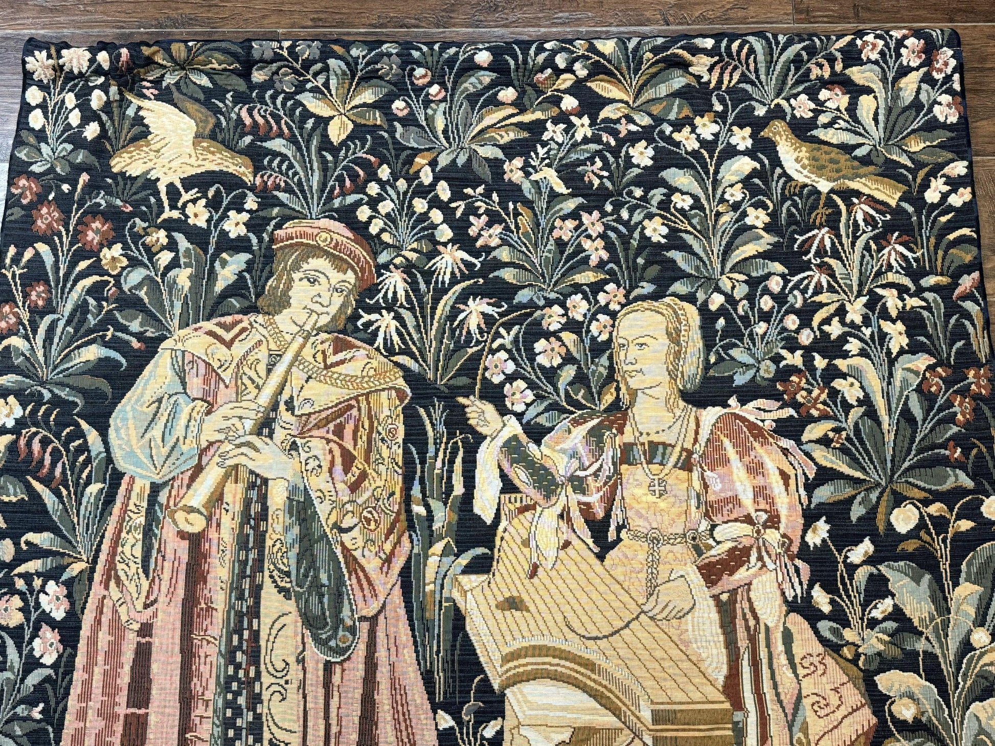 Vintage Belgium Tapestry 4x5, The Concet Musicians, Green - Nuvé