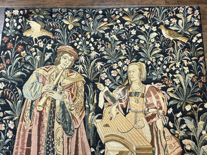 Vintage Belgium Tapestry 4x5, The Concet Musicians, Green - Nuvé