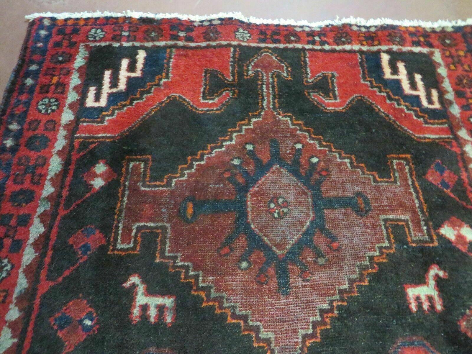 4' X 8' Antique Handmade India Geometric Oriental Tribal Wool Rug Red # 603 - Nuvé