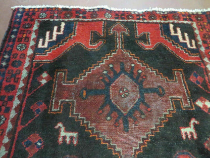 4' X 8' Antique Handmade India Geometric Oriental Tribal Wool Rug Red # 603 - Nuvé
