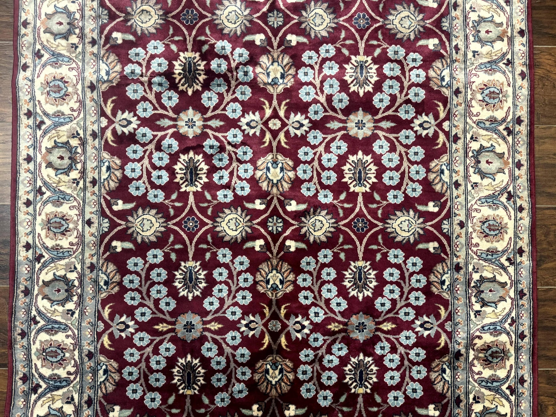 Pak Persian Rug 4x6, Floral Allover, Vintage Wool Carpet, Plum and Ivory - Nuvé