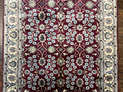 Pak Persian Rug 4x6, Floral Allover, Vintage Wool Carpet, Plum and Ivory - Nuvé