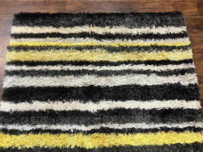 Shag Rug 5x8, Yellow Ivory Charcoal, Contemporary - Nuvé