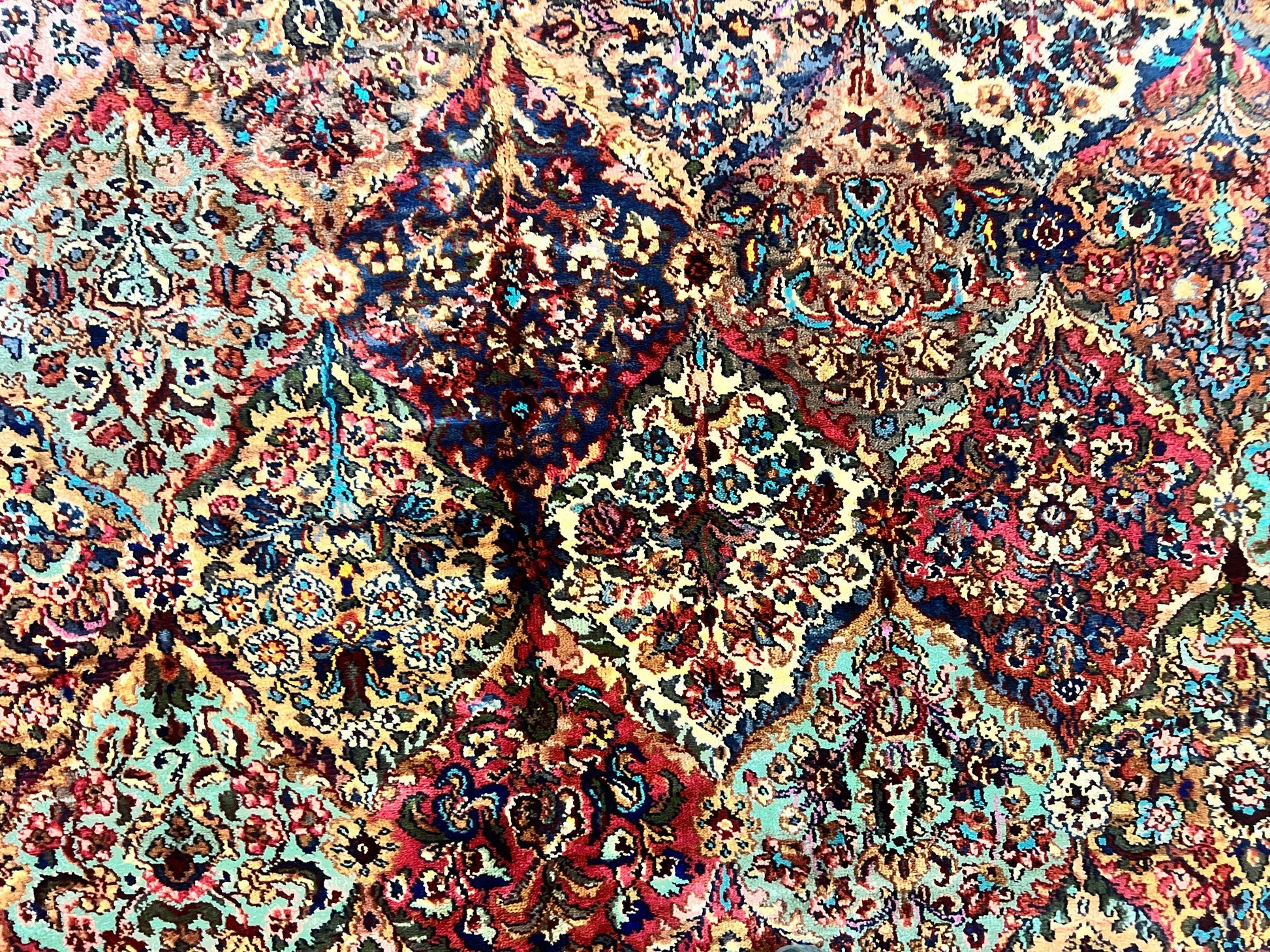 Karastan Multicolor Panel Kirman Rug #717, Wool Karastan Rug 8' 8" x 12', Vintage Multipanel Kirman, Original Karastan Collection 700 Series - Nuvé