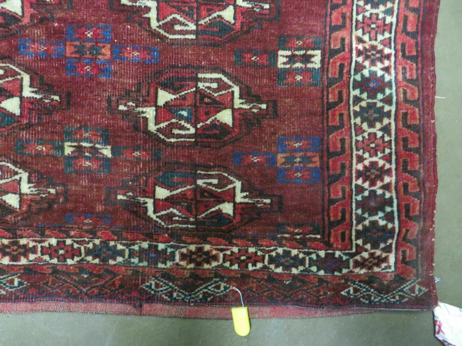 2.5' X 4' Antique Handmade Bokhara Turkoman Yamud Wool Rug Kilim Backing NICE - Nuvé