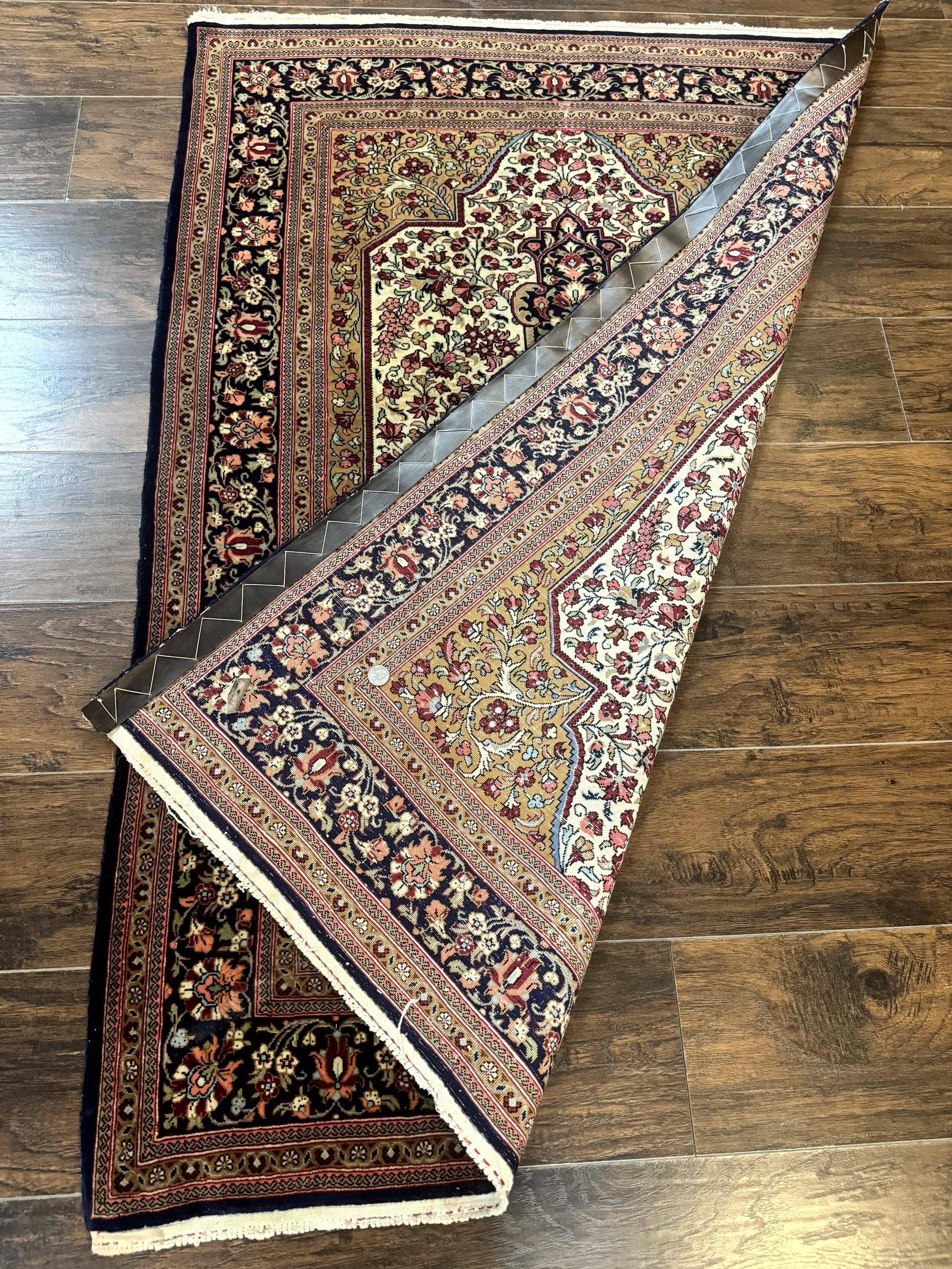 Persian Qum Rug 3.6 x 5, Kork Wool, Very Finely Hand Knotted 325 KPSI, Rare, Semi Antique - Nuvé