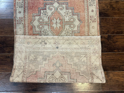 Antique Turkish Runner Rug 3 x 9.6, Farmhouse Rug, Geometric Runner, Handmade, Vintage Rug for Modern Home - Nuvé
