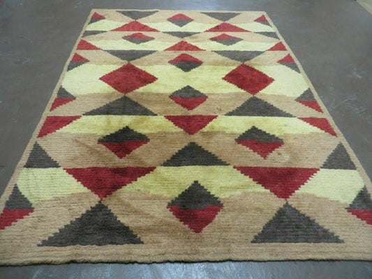 6' X 8' Handmade Tibetan Nepal Chinese Wool Rug Art Deco Contemporary Modern - Nuvé