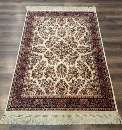 4x6 Karastan Rug Ivory Sarouk #760, Wool Vintage Original 700 Series - Nuvé