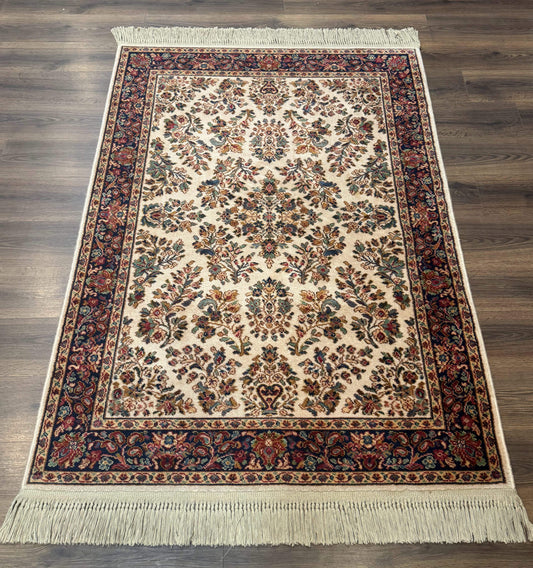 4x6 Karastan Rug Ivory Sarouk #760, Wool Vintage Original 700 Series - Nuvé
