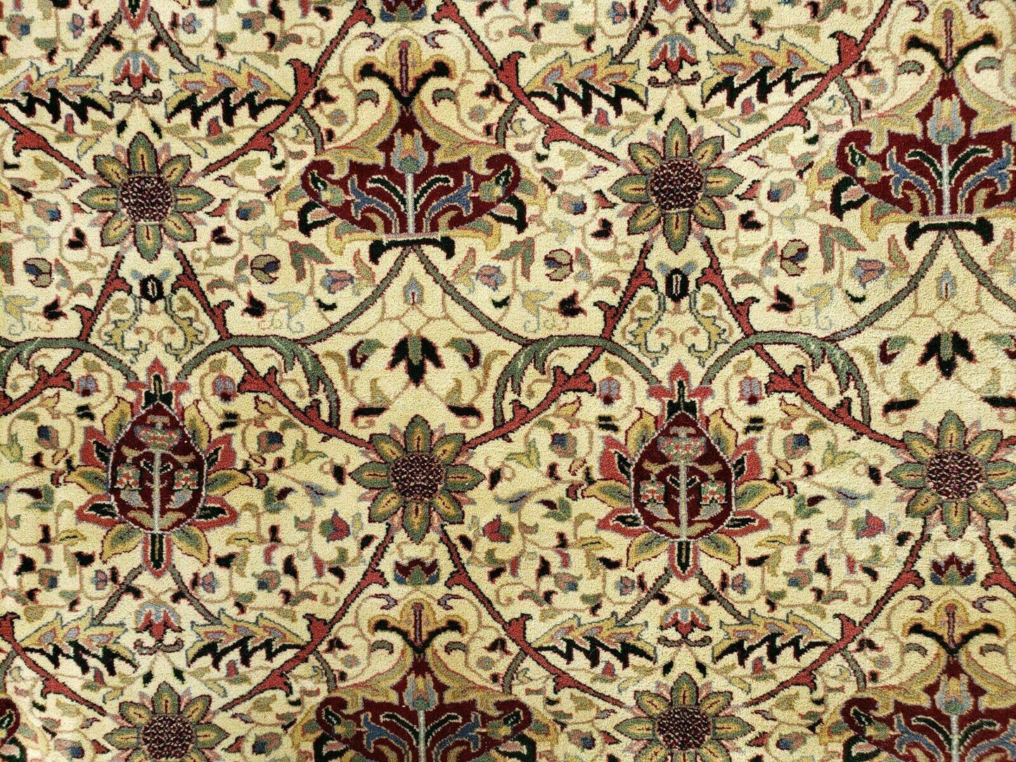 12' X 18' One-of-a-Kind Indian Agra Hand-Knotted Wool Rug Handmade Organic Dyes - Nuvé
