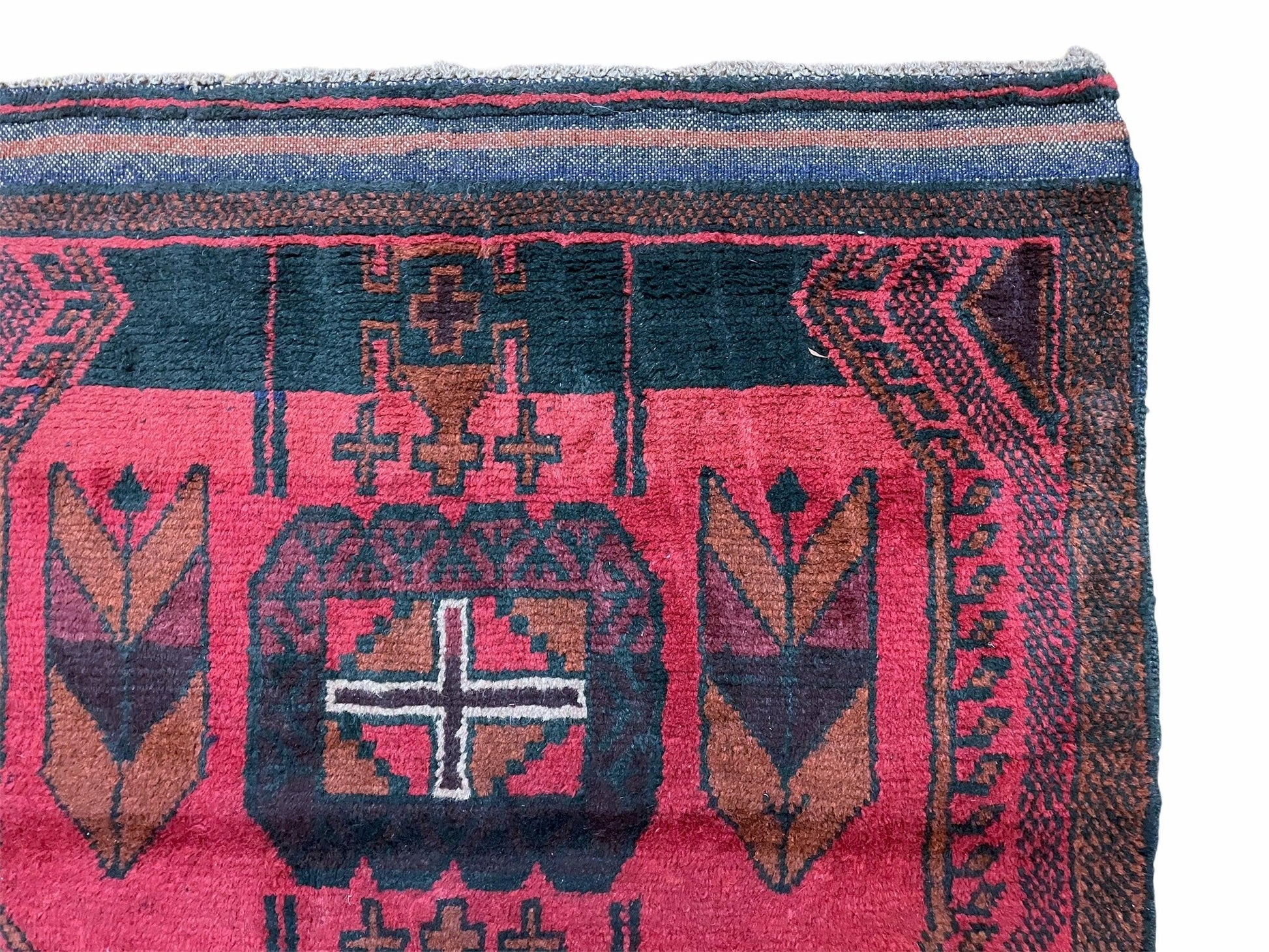 2' 10" X 4'6" Vintage Handmade Tribal Wool Rug Balouchi Rug Afghan Rug Red Black - Nuvé