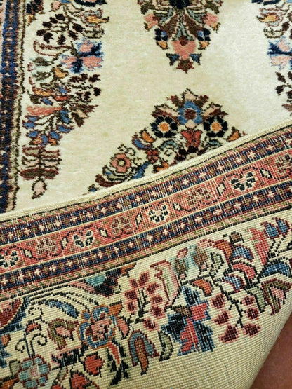 2' 7" X 4' Vintage Handmade Indian Medallion Wool Floral Beige Rug - Nuvé
