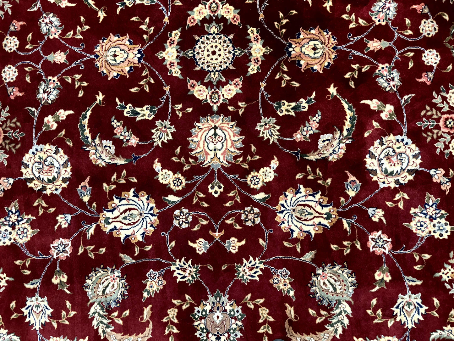 Sino Persian Rug 9x11, Burgundy and Navy Blue, Fine 200 KPSI, Floral Allover - Nuvé