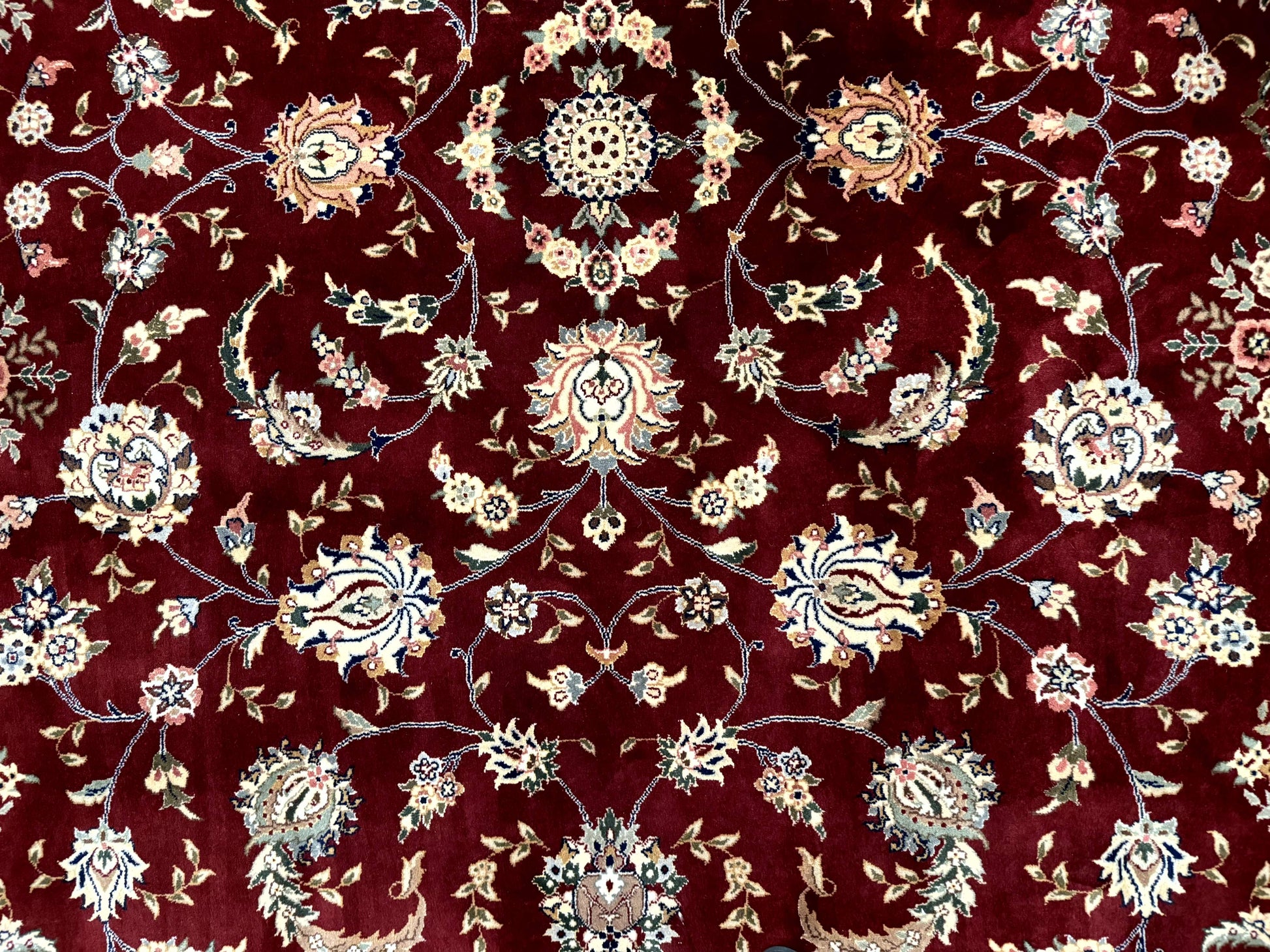 Sino Persian Rug 9x11, Burgundy and Navy Blue, Fine 200 KPSI, Floral Allover - Nuvé