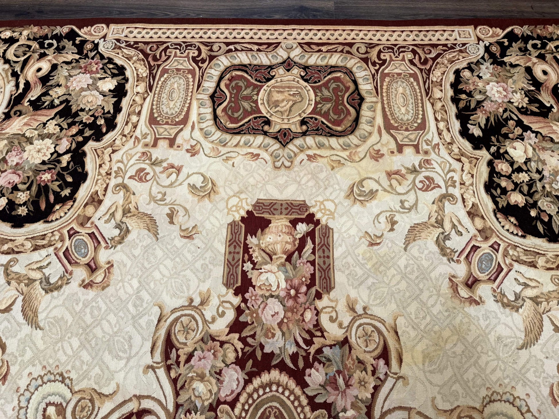 French Aubusson Rug 9x12 - European Design Flatweave Carpet - Nuvé