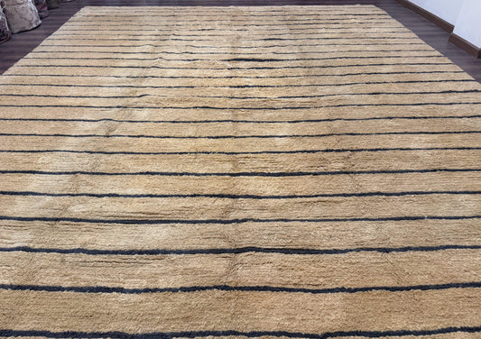 Modern Nepali Rug 13 x 15.6, Palace Size Wool Custom Made Rug, Tan, Large Nepali/Tibetan Carpet - Nuvé