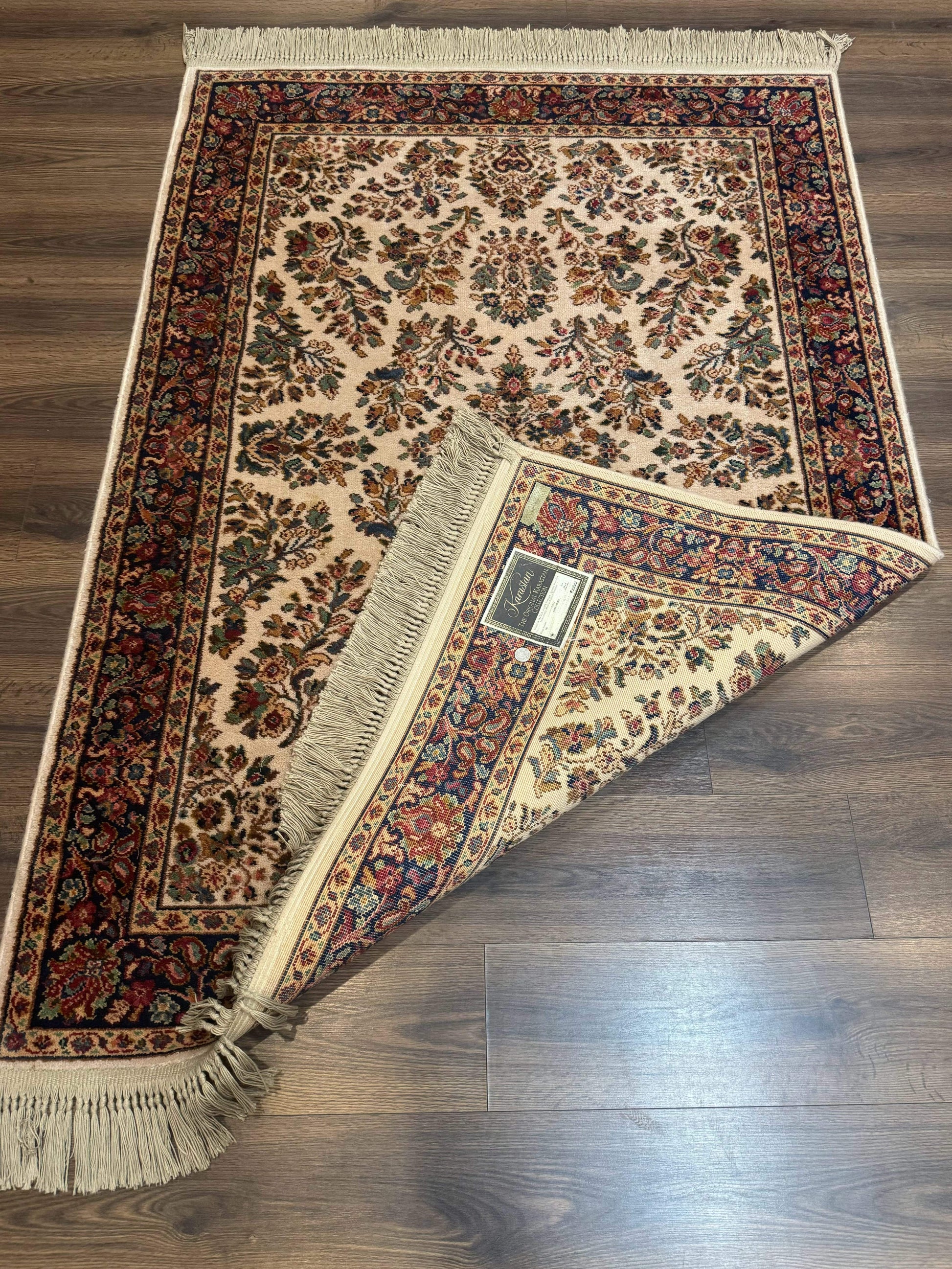 4x6 Karastan Rug Ivory Sarouk #760, Wool Vintage Original 700 Series - Nuvé
