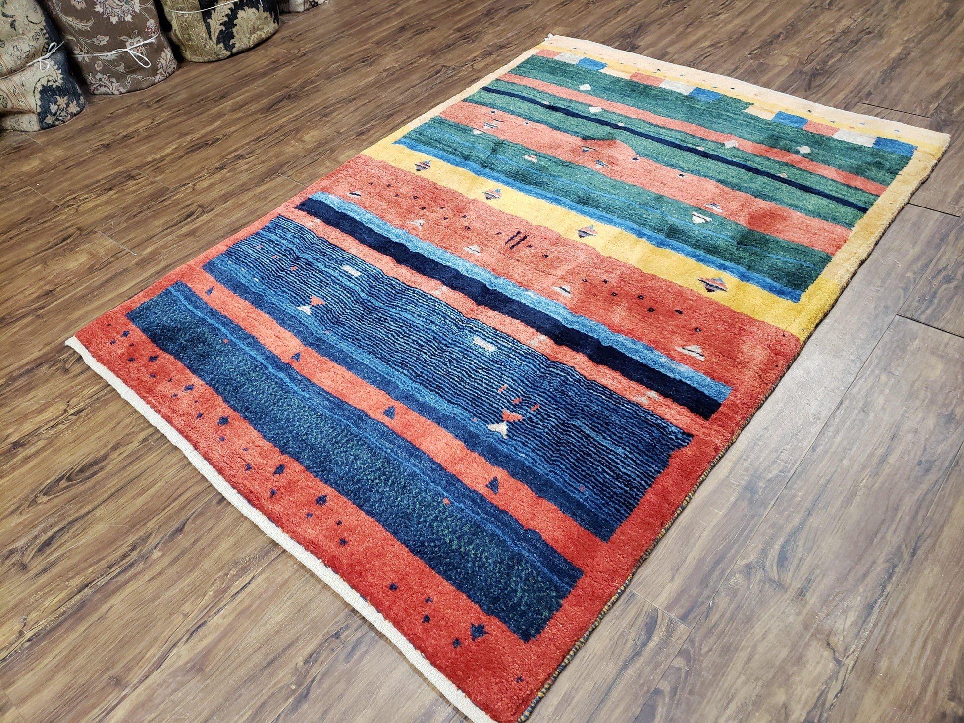 Colorful Persian Gabbeh Rug 4x6, Soft Pile, Colorful Rug, Handmade Hand Knotted Wool Carpet, Home Office Rug, Area Rug for Bedroom 4 x 6 ft - Nuvé