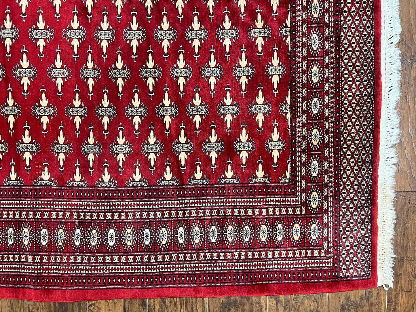 Pakistani Turkoman Bokhara Rug 6x9, Fine Wool Vintage Hand Knotted Handmade Yamud Oriental Carpet 6 x 9, Red Turkoman Rug, Tribal Rug - Nuvé
