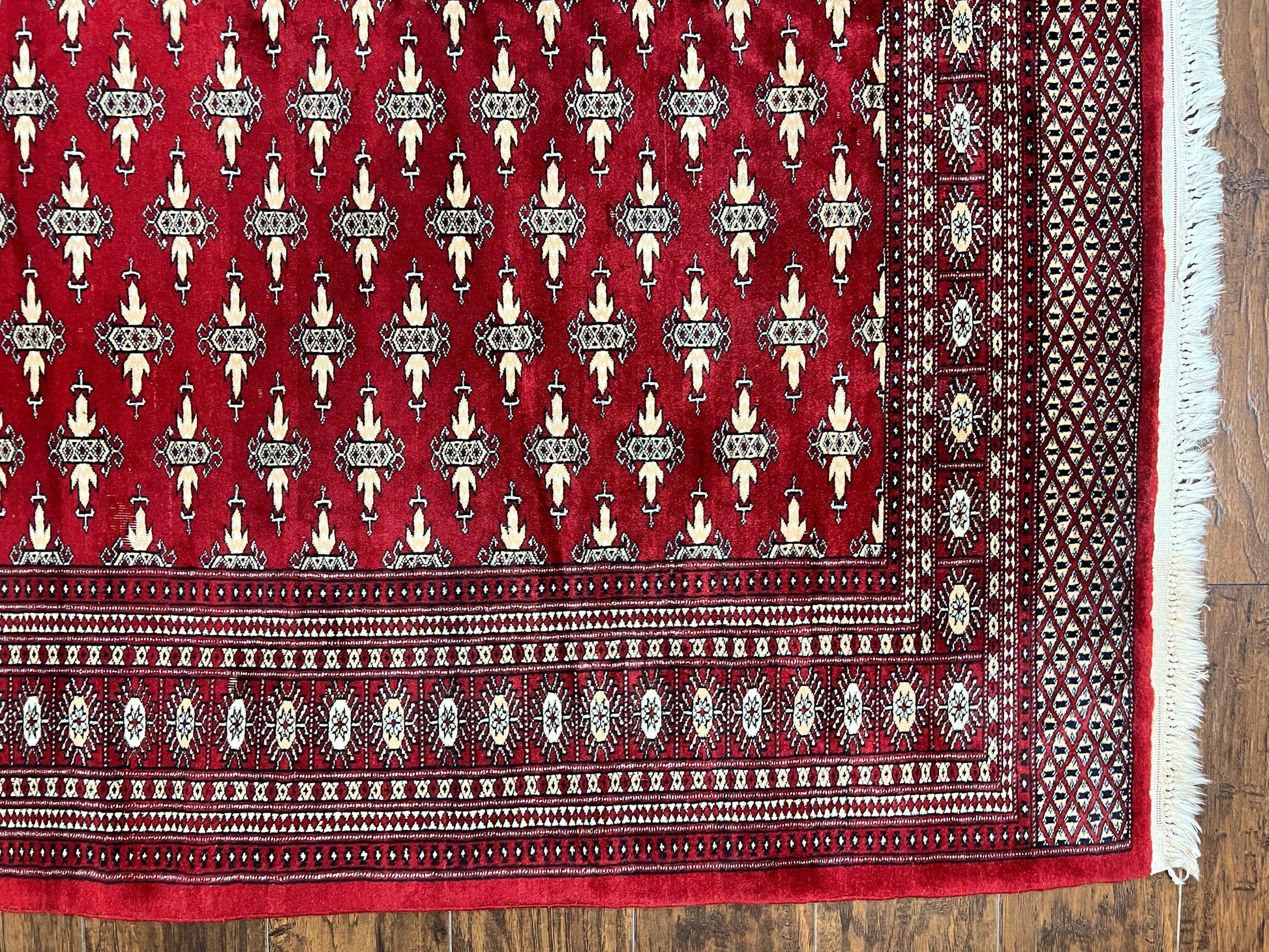 Pakistani Turkoman Bokhara Rug 6x9, Fine Wool Vintage Hand Knotted Handmade Yamud Oriental Carpet 6 x 9, Red Turkoman Rug, Tribal Rug - Nuvé