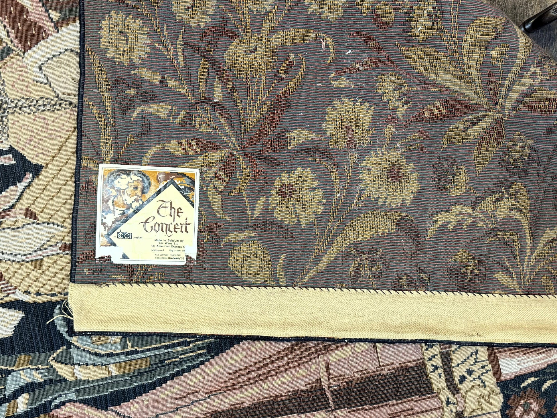 Vintage Belgium Tapestry 4x5, The Concet Musicians, Green - Nuvé