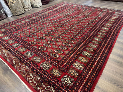 Bokhara Rug 9x12, Red Turkoman Rug, Pakistani Rug, Tribal Carpet, Wool Rug, Red Rug - Nuvé