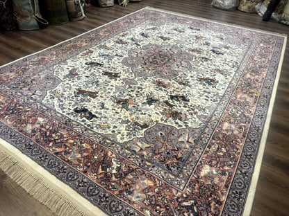 8.8 x 12 Karastan Ivory Hunting Rug #751, Vintage Wool Discontinued Original 700 Series, Rare - Nuvé