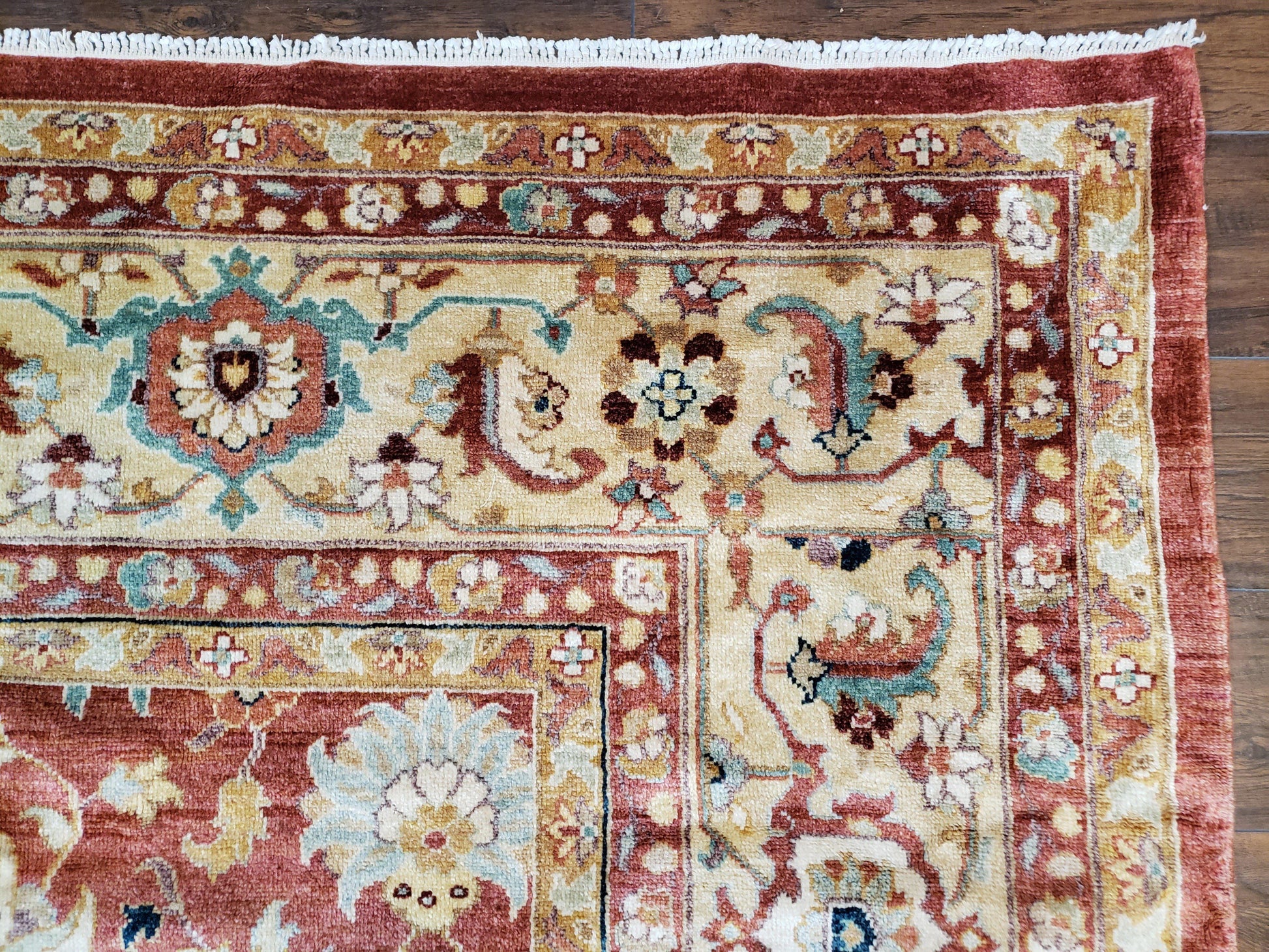 Safavieh Room Sized Rug 10x14, Wool Hand-Knotted Auburn Red & Light Gold Egyptian Mahal Oriental Carpet, 10 x 14 Large Living Room Rug - Nuvé