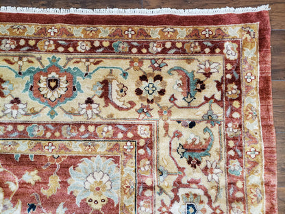 Safavieh Room Sized Rug 10x14, Wool Hand-Knotted Auburn Red & Light Gold Egyptian Mahal Oriental Carpet, 10 x 14 Large Living Room Rug - Nuvé
